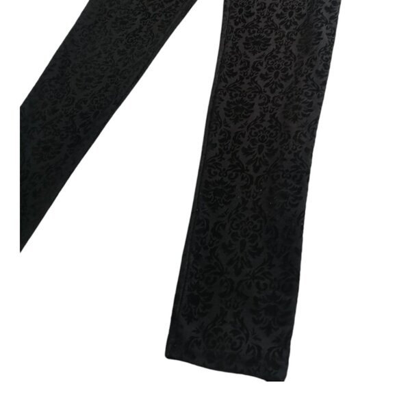 SWS Collection Black Jacquard Pattern Velvet Leggings L - Picture 2 of 6